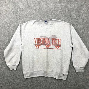 Vintage Virginia Tech Hokies Sweatshirt Adult XL Crewneck 90s Made USA Gray